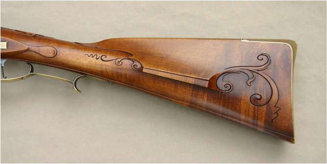Jim Kibler Rifle in style of John Newcomer in maple, brass furniture